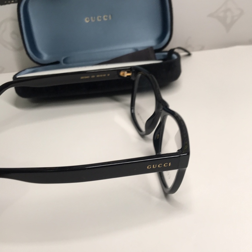 Luxury New Authentic Gucci GG1344O 005 Black Square Eyeglasses - Picture 9 of 14